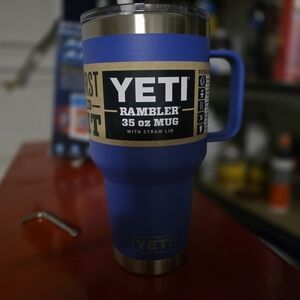 YETI Rambler 35 oz Blue Mug with Straw Lid